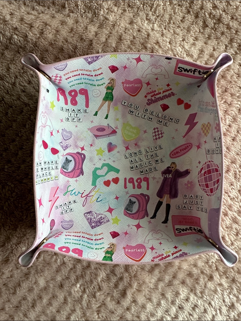 Taylor Swift 1989 Themed Trinket Tray - Pink Graphics